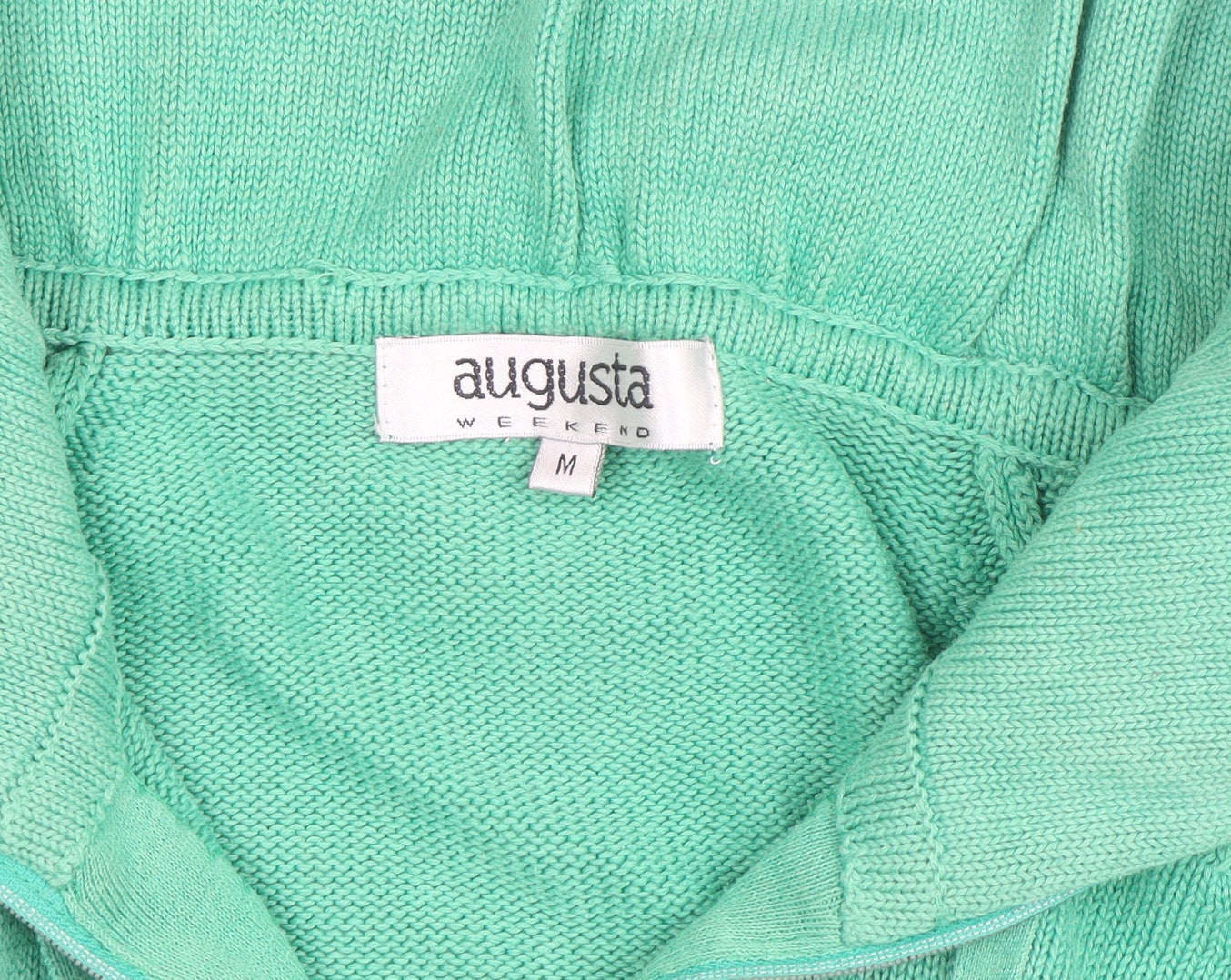 Augusta Women Green Full Zip High Neck Cotton Knit Jumper M