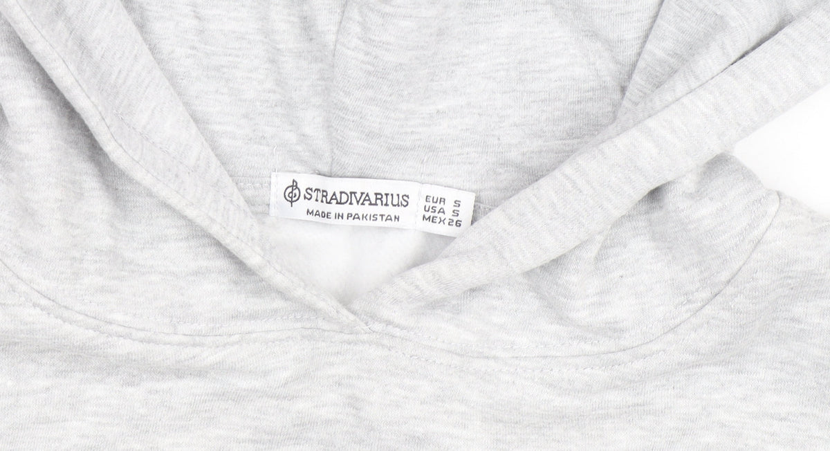 Stradivarius Women’s Grey Pullover Hoodie Size S - Soft Fleece Casual