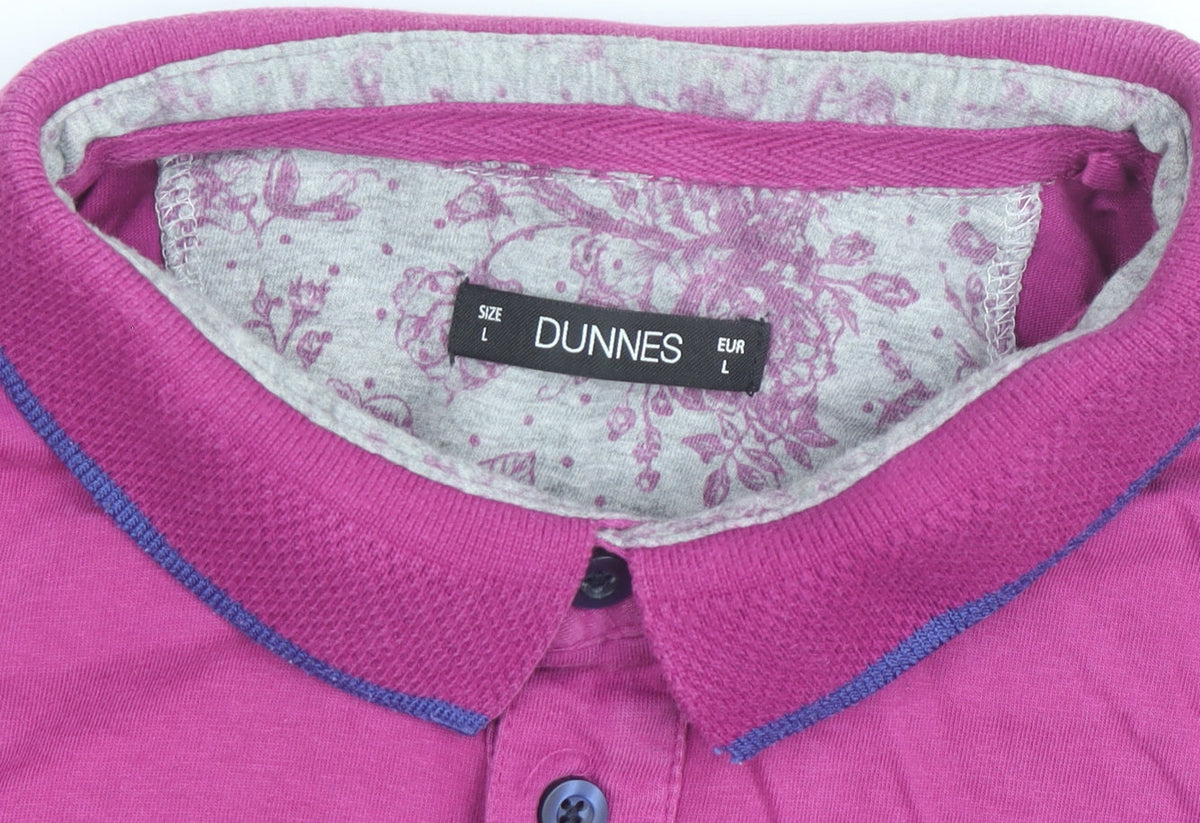 Dunnes Men’s Pink Cotton Short Sleeve Polo Shirt Size L