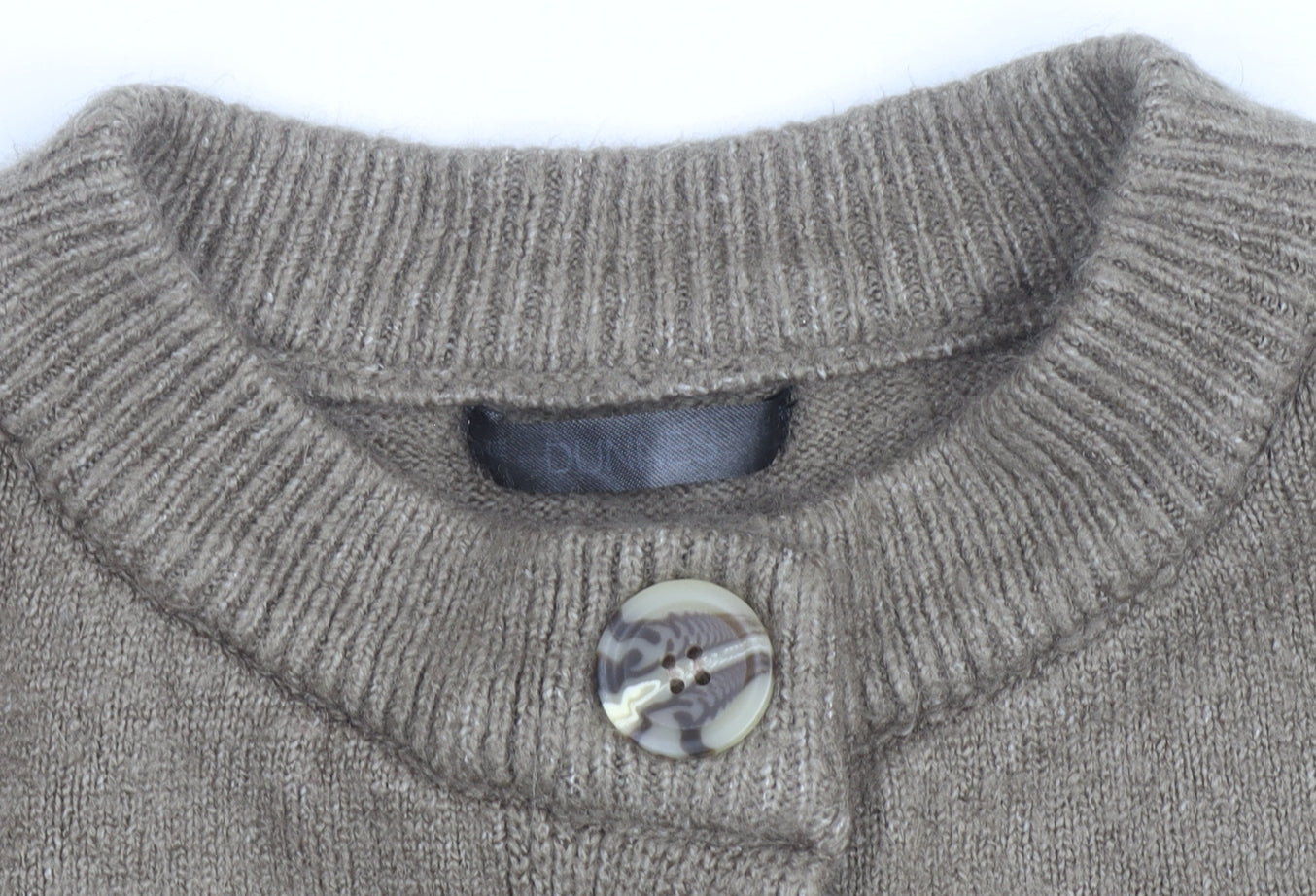 Dunnes Women Brown Wool Blend Crew Neck Cardigan Size M