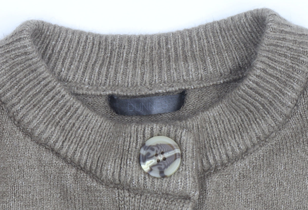Dunnes Women Brown Wool Blend Crew Neck Cardigan Size M