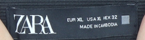 Zara Women Black XL Stretch Skinny Leggings Trousers with Side Zip Trim
