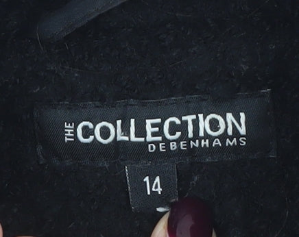 Debenhams The Collection Women's Black Size 14 Wool Zip Coat