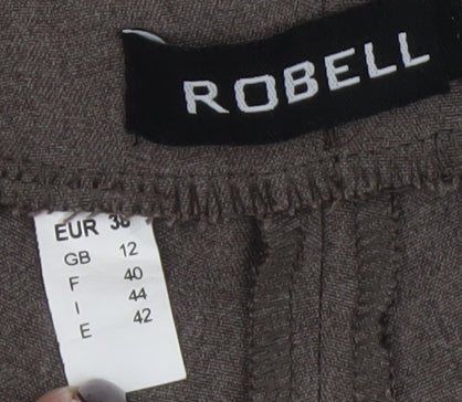 Robell Women’s Brown Straight Leg Stretch Trousers Size 12