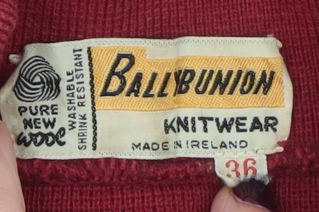 Ballybunion Women Red Wool Collared Long Sleeve Vintage Cardigan Size 10