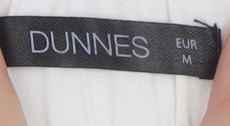 Dunnes Women White Cotton Elastic Waist Straight Leg Trousers M