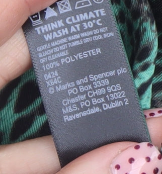 Marks & Spencer Women's Green Animal Print Long Sleeve Blouse Size 10
