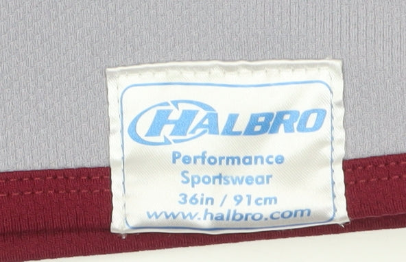 Halbro Men’s Red Grey Collared Henley Performance Sweatshirt Size S