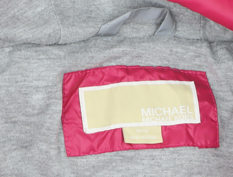 Michael Kors Women’s Pink Puffer Hooded Jacket Size 10 Winter Warm