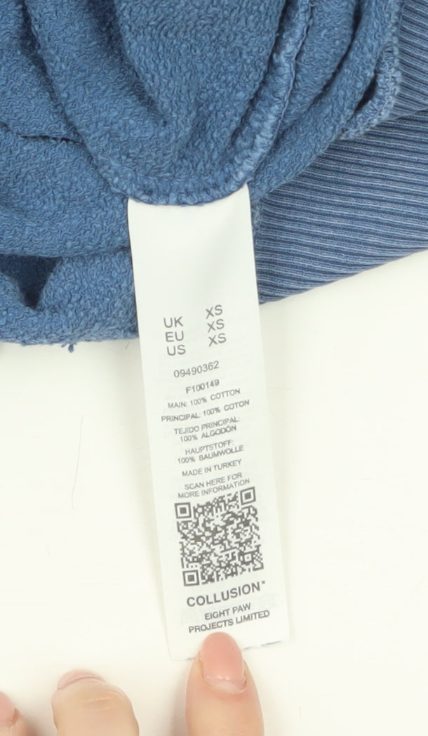 Collusion Unisex Blue Graphic Print Pullover Sweatshirt XS