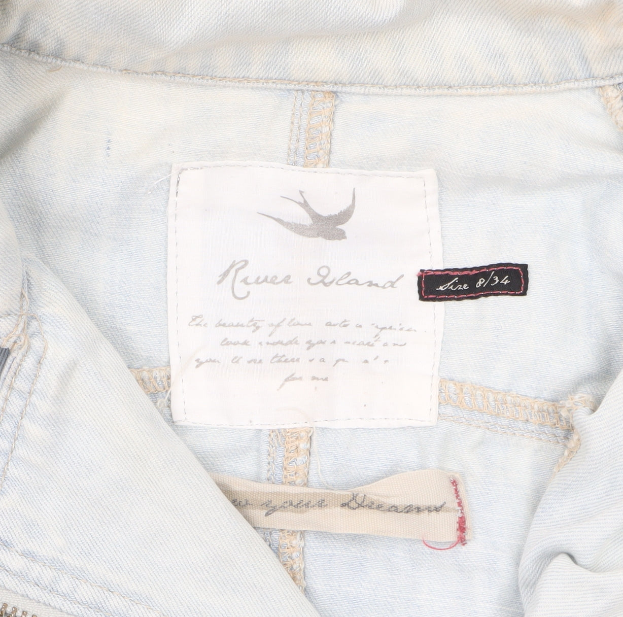 River Island Womens Blue Denim Biker Jacket Size 8