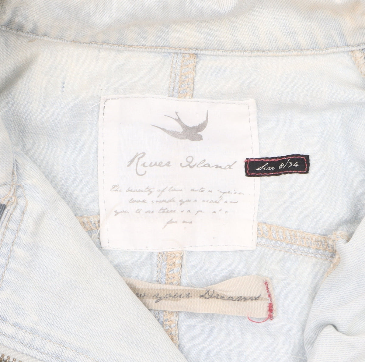 River Island Womens Blue Denim Biker Jacket Size 8