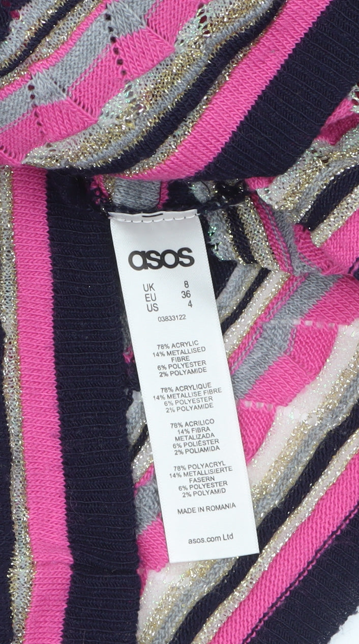 ASOS Women’s Multicoloured Stripe Long Sleeve Crew Neck Knit Jumper Size 8