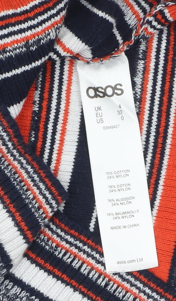 ASOS Women's Multicoloured Roll Neck Striped Jumper Size 4