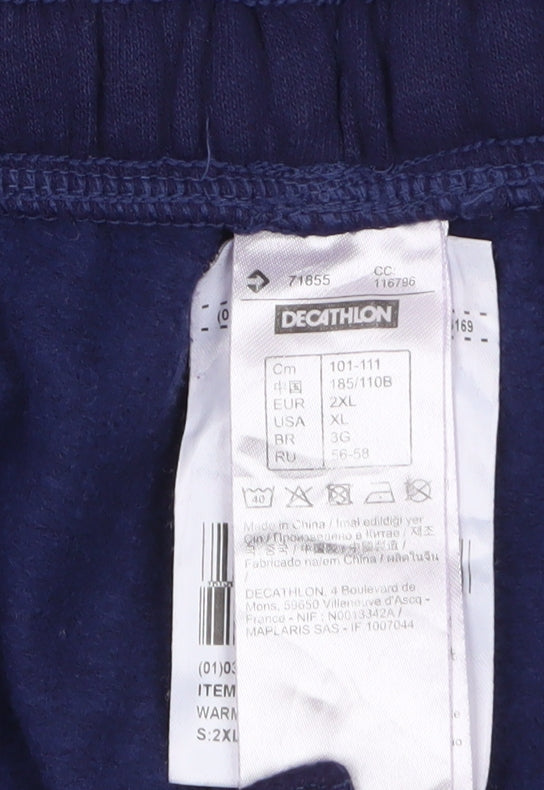Decathlon Men's Blue 2XL Fleece Sweatpants with Elastic Waist