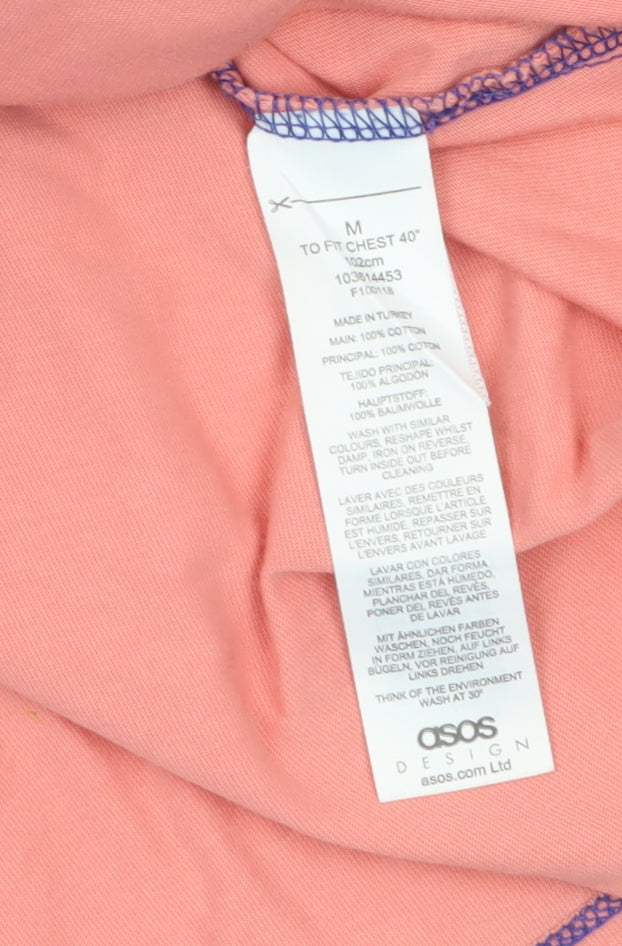 ASOS Design Men's Beige & Blue Colourblock Polo Shirt Size M