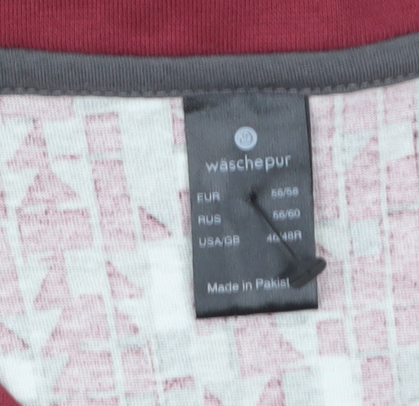 Wäschepur Men’s Red Geometric Cotton Long Sleeve Top 3XL Regular