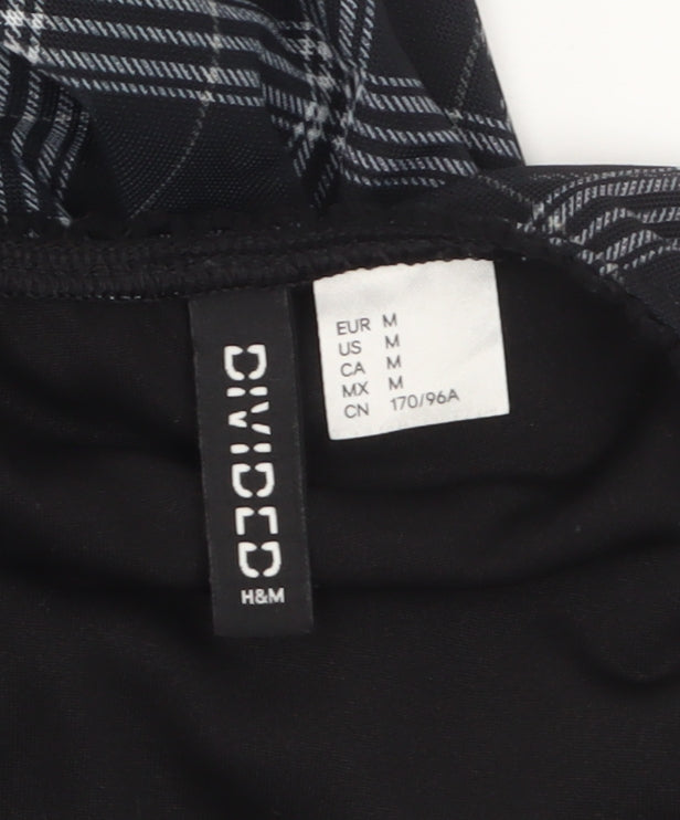 H&M Divided Women’s Black Check A-Line Short Dress Size 12