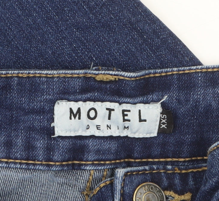 Motel Rocks Denim Womens Blue Flared Jeans XXS Stretch Cotton Blend