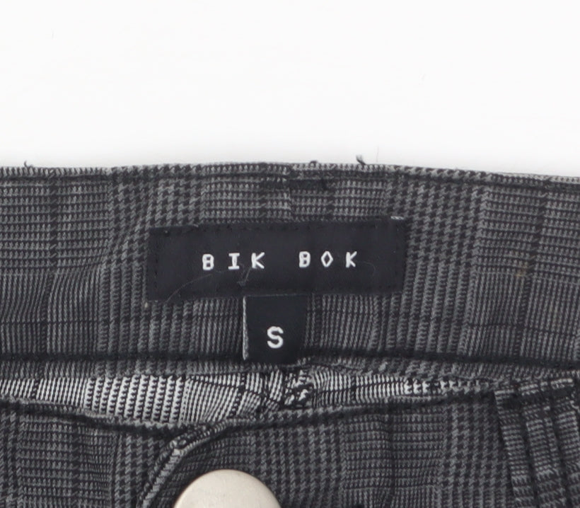 Bik Bok Women's Grey Checked Straight Leg Trousers Size S