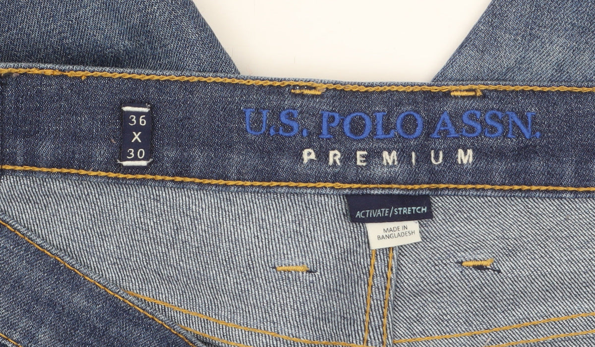 U.S. Polo Assn. Men's Blue Straight Leg Stretch Denim Jeans 36x30