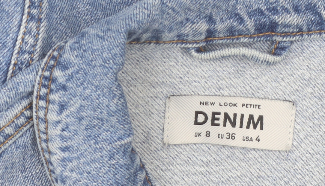 New Look Women Blue Denim Cropped Jacket UK 8 Petite