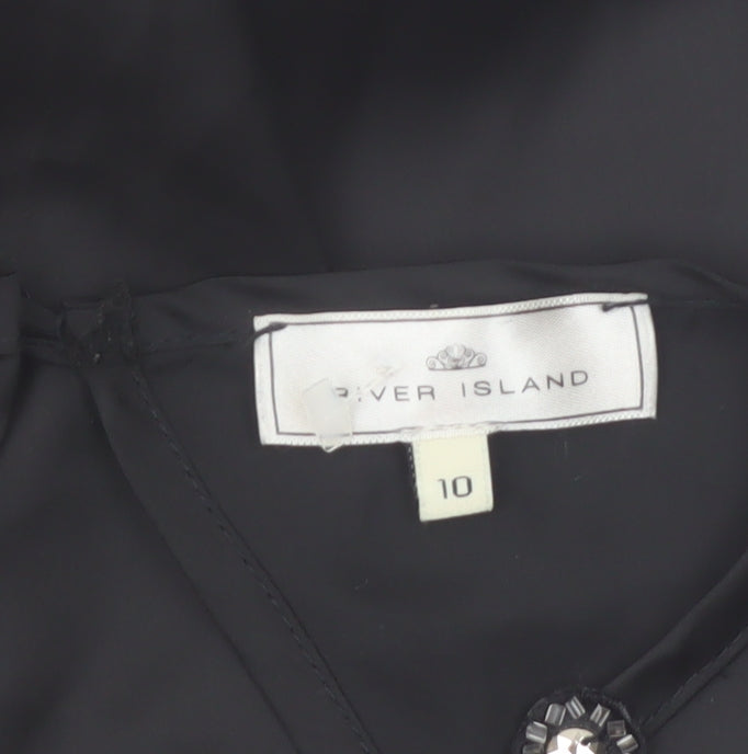 River Island Women’s Black Beaded Sleeveless Blouse Size 10