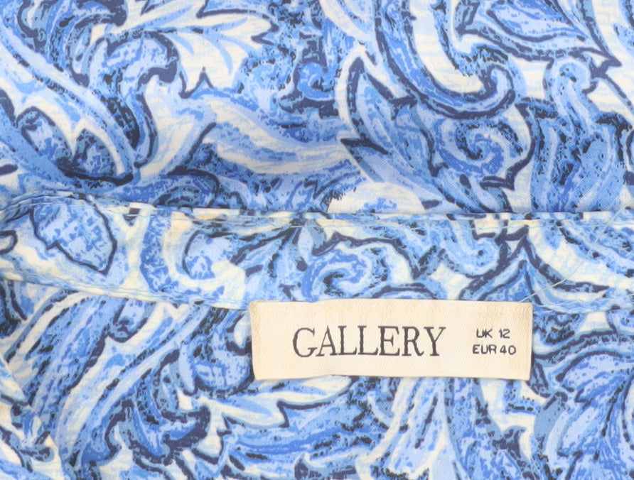Gallery Women Blue Paisley Chiffon Button Blouse UK 12