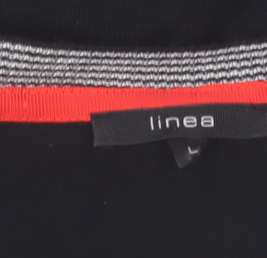 Linea Women's Black Ruffle Trim V-Neck Cardigan Size L