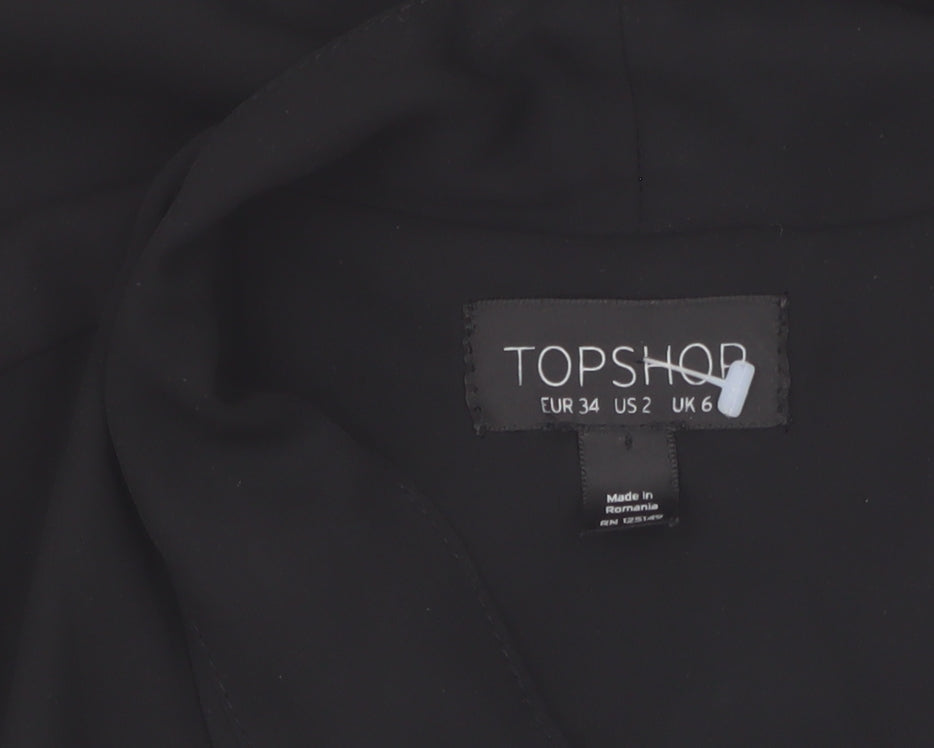 Topshop Women Black Long Sleeve Wrap Blouse Size 6