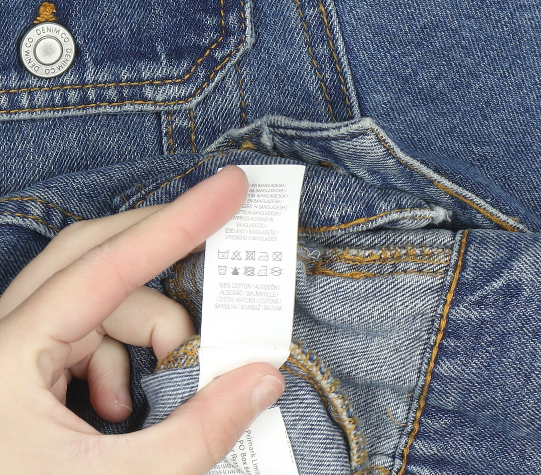 Primark Women Blue XS Denim Basic Jacket Button Front Cotton