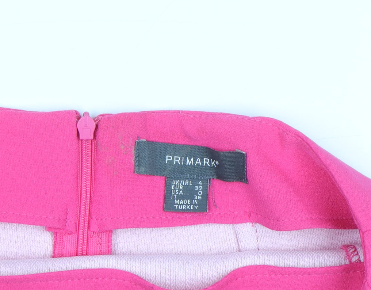 Primark Women's Pink Short Pencil Skirt Size 4 Stretch Zip