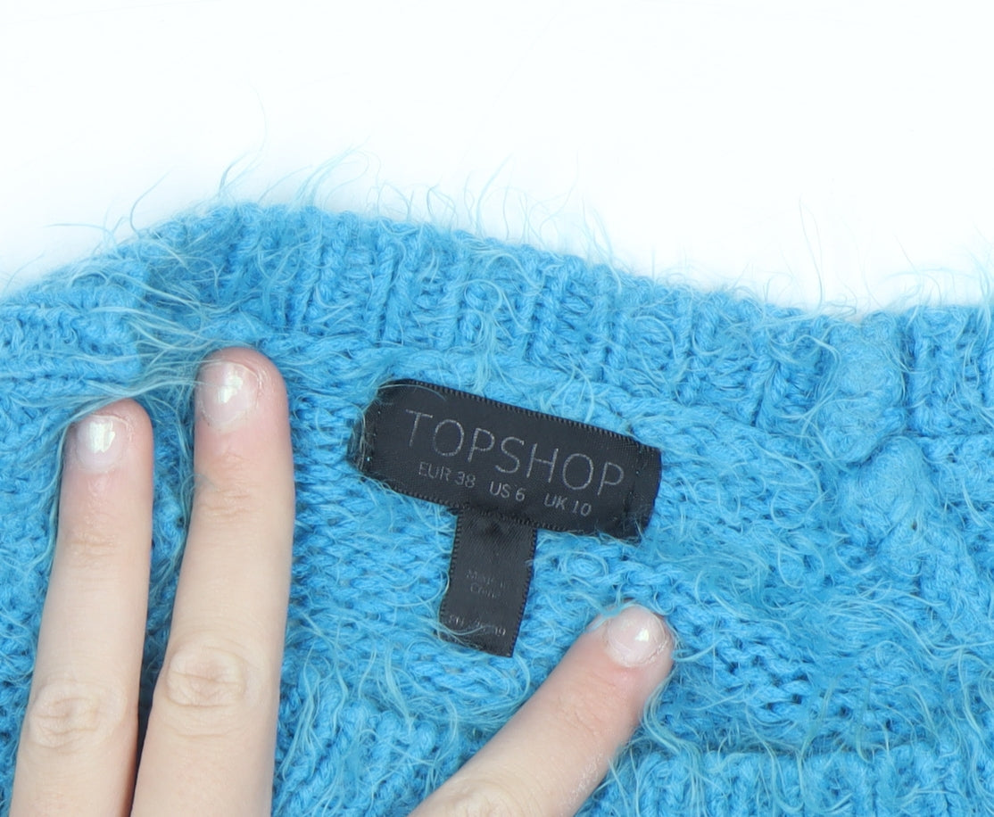 Topshop Women’s Blue Chunky Knit Pullover Jumper Size 10