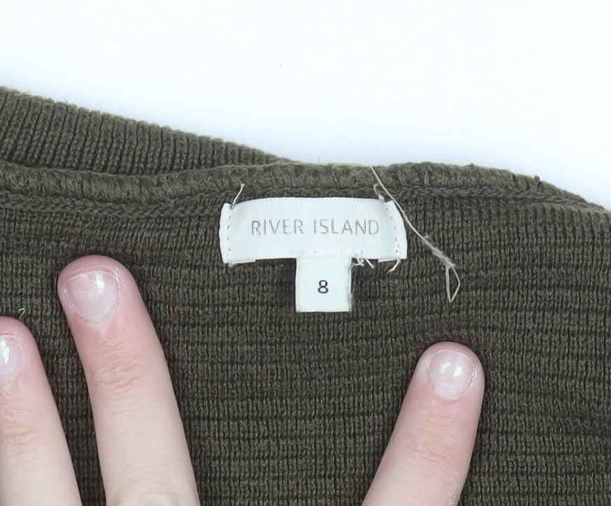 River Island Women Brown Roll Neck Asymmetric Zip Jumper Size 8