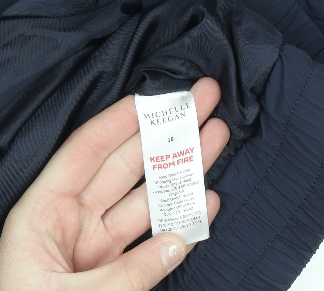 Michelle Keegan Women’s Blue Puffer Jacket Size 18 Lined Zip Winter Coat