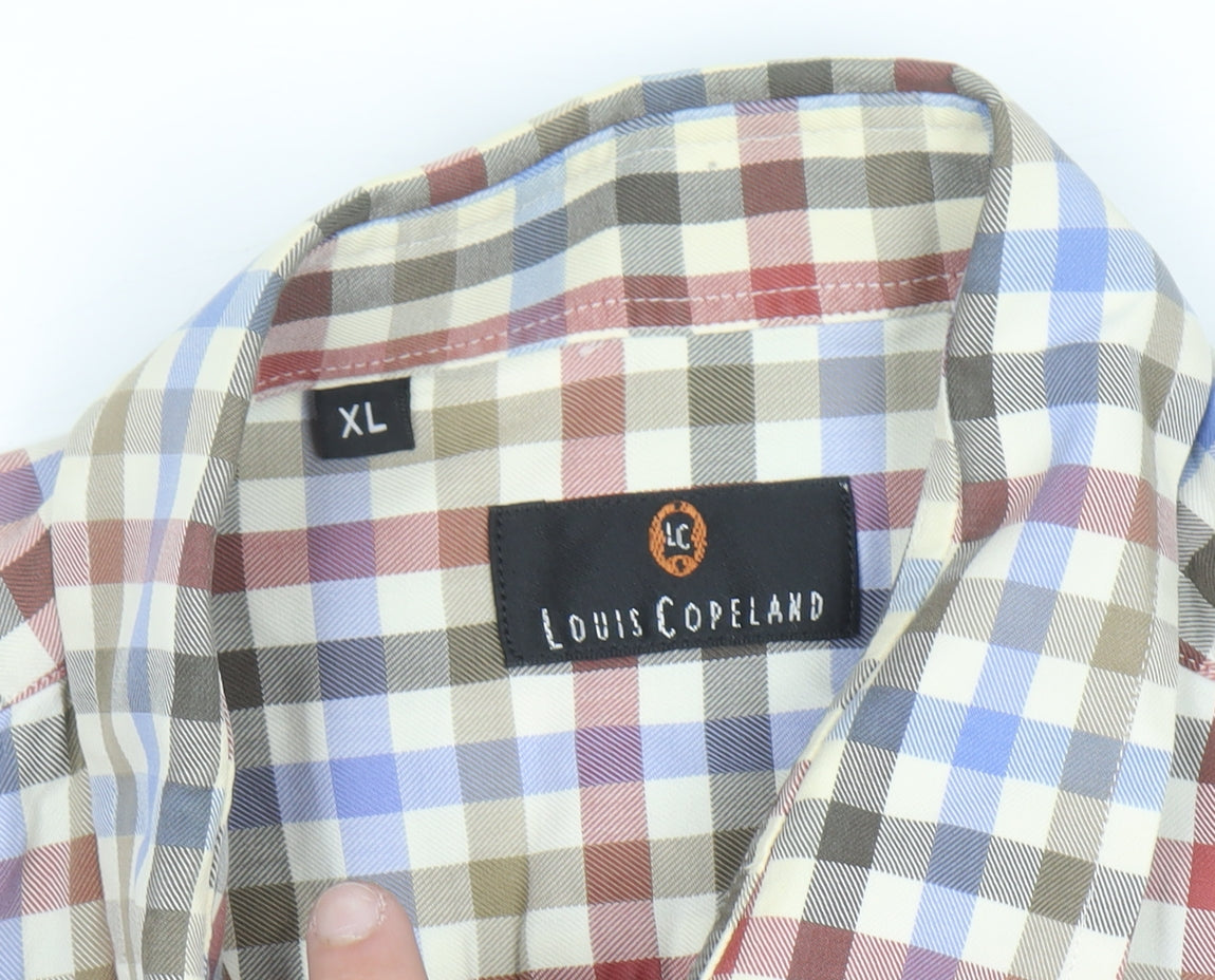 Louis Copeland Men's Multicoloured Check Cotton Long Sleeve Button-Up Shirt XL