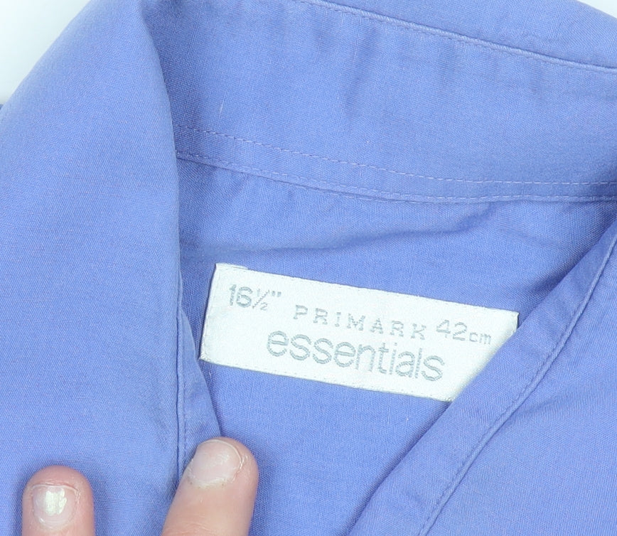 Primark Men’s Blue Long Sleeve Button-Up Shirt Size 16.5 Regular Fit