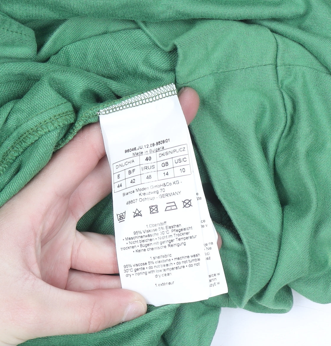 Bianca Women Green Size 12 Cowl Neck Pullover Sweatshirt