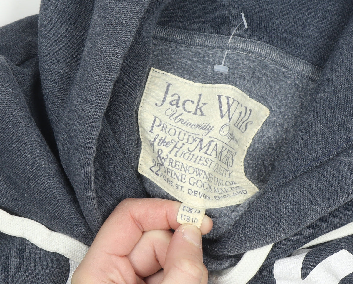 Jack Wills Women Navy Blue Pullover Hoodie Size 14 Cotton Blend