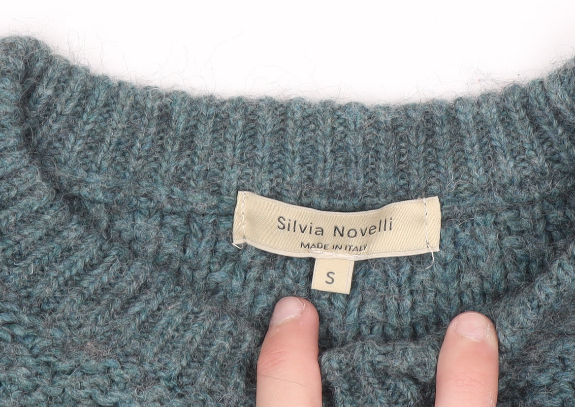 Silvia Novelli Womens Green Wool Alpaca Blend Knit Jumper S