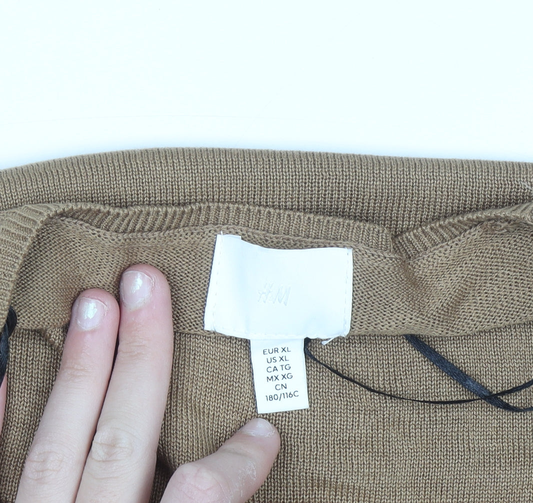H&M Women Brown Crew Neck Knit Pullover Jumper Size 14