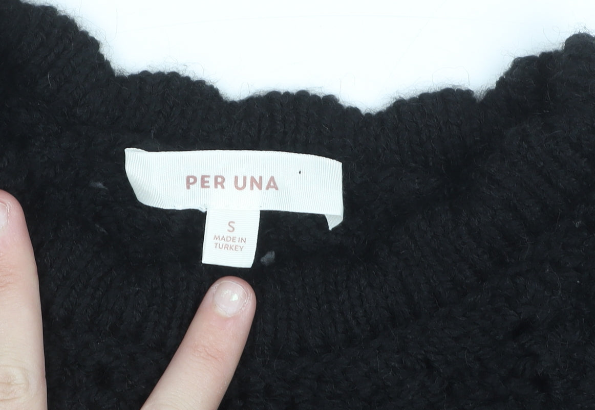 Marks & Spencer Per Una Women Black S Chunky Knit Pullover Jumper