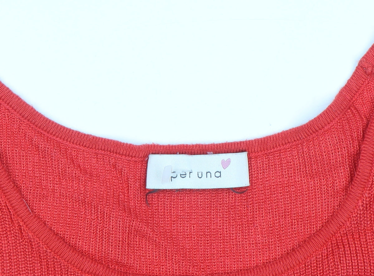 Marks & Spencer Per Una Red Knit Women's Scoop Neck Jumper Size 14