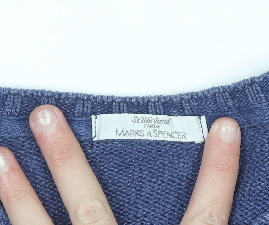 Marks & Spencer Men’s Blue Cotton Blend Crew Neck Jumper L