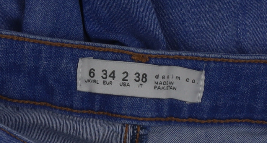 Denim Co Women Blue Size 6 Skinny Distressed Jeans