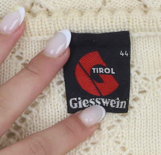Giesswein Women's Ivory Wool Cardigan Size 16 Classic Knit