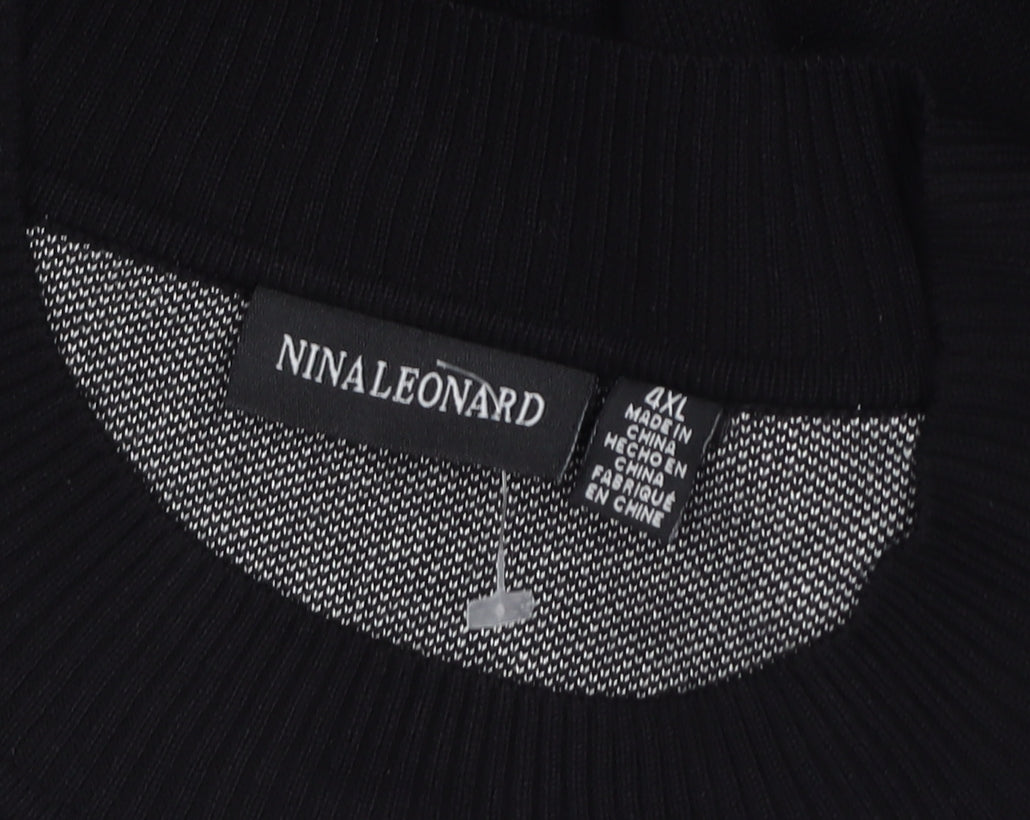 Nina Leonard Women's Black 4XL Crew Neck Long Sleeve Pullover Jumper