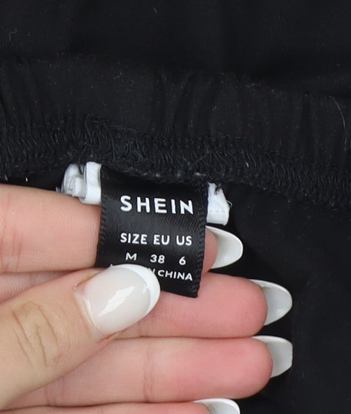 SHEIN Women Black M Ankle Leggings 90% Polyester Stretch