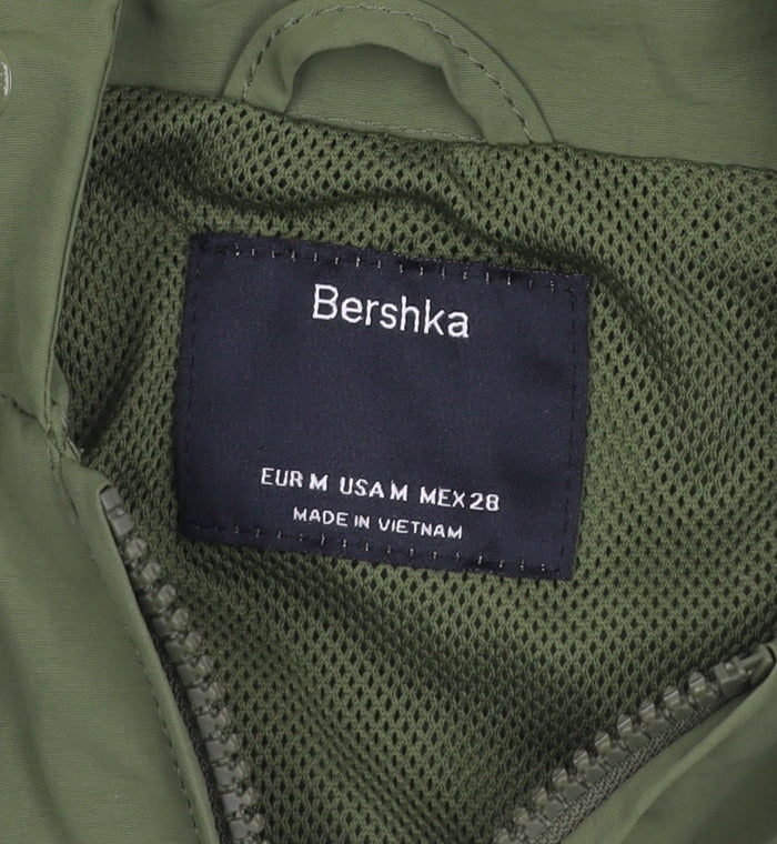 Bershka Women Green Cropped Hooded Windbreaker Jacket Size 12
