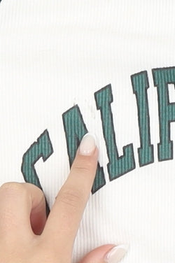 DAZY Women’s White Green Cropped California Raglan T-Shirt Size S
